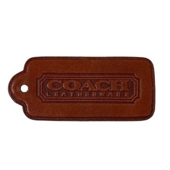 Vintage Coach Brown Leather Hangtag Fob Charm Replacement for Purse Shoulder Bag - Picture 1 of 2